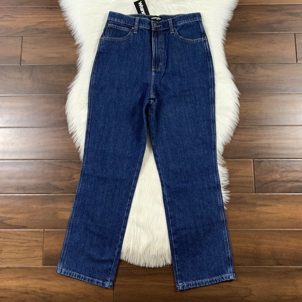 Wrangler Women's Size 29 X‎ 28 Dark Wash High Rise Straight Leg Denim Jeans